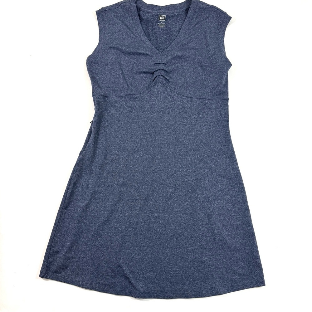 REI Sleeveless A Line Dress V Neck Blue Heather Athleisure